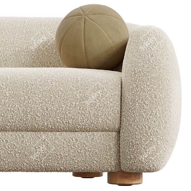 Plush Boucle Loveseat in Ivory 3D model image 3