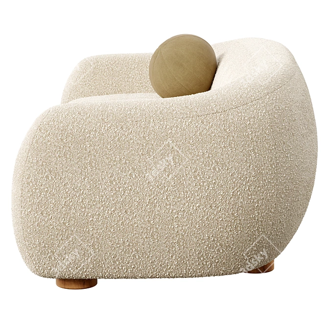 Plush Boucle Loveseat in Ivory 3D model image 4