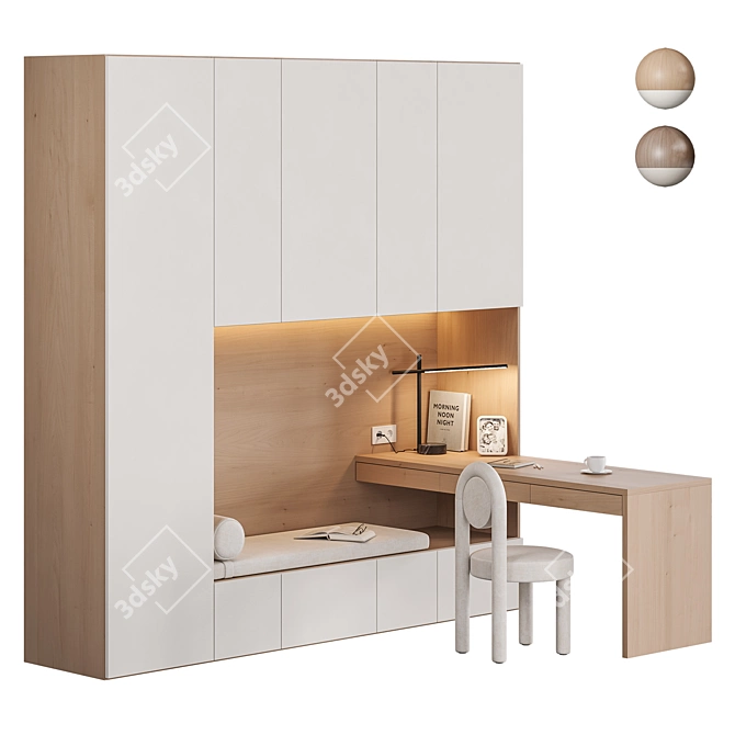 Modern Workspace Furniture Set with Storage 3D model image 1