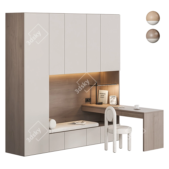 Modern Workspace Furniture Set with Storage 3D model image 2