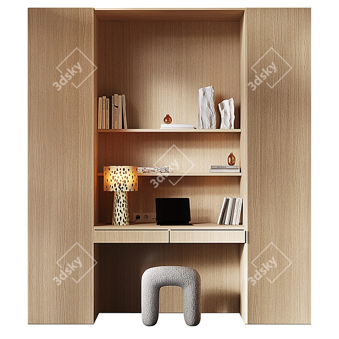 Sleek Workspace Set with Storage 3D model image 1