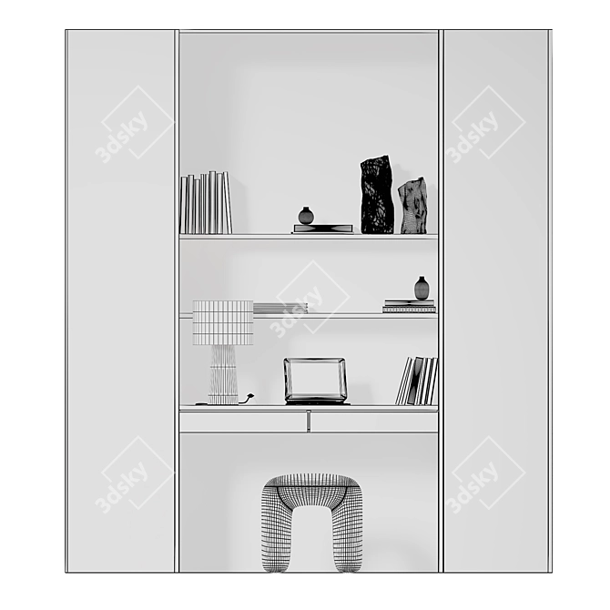 Sleek Workspace Set with Storage 3D model image 5