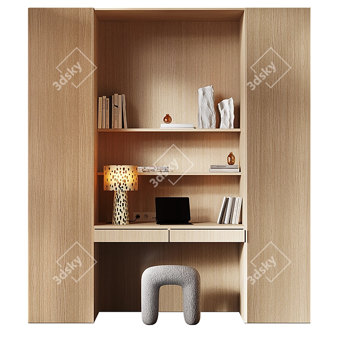 Sleek Workspace Set with Storage 3D model image 6