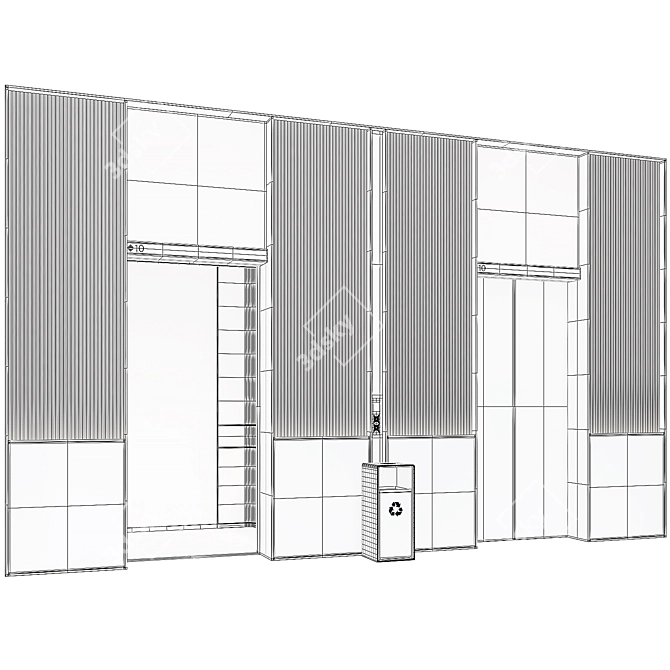 Modern Elevator Lobby Design 23 3D model image 3