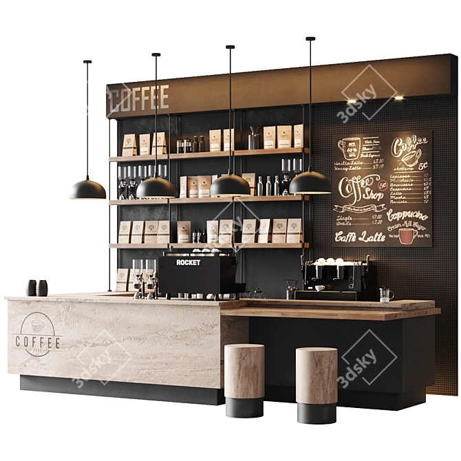 High Poly 3D Coffee Shop 3D model image 2