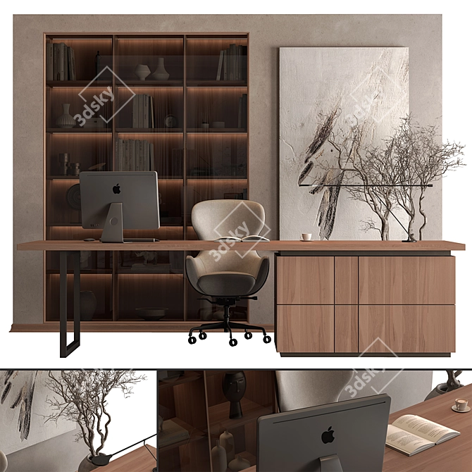  Executive Workspace Desk Set 3D model image 1