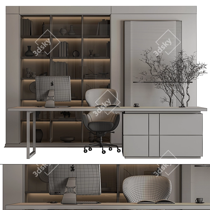  Executive Workspace Desk Set 3D model image 4