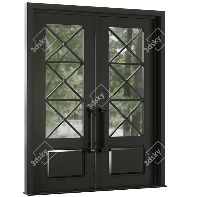 Modern Entrance Door Set88 3D model image 2