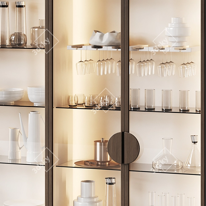 Modern Glass Cupboard for Kitchen 3D model image 2