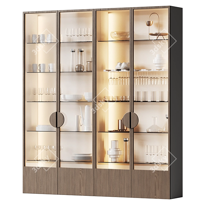 Modern Glass Cupboard for Kitchen 3D model image 3