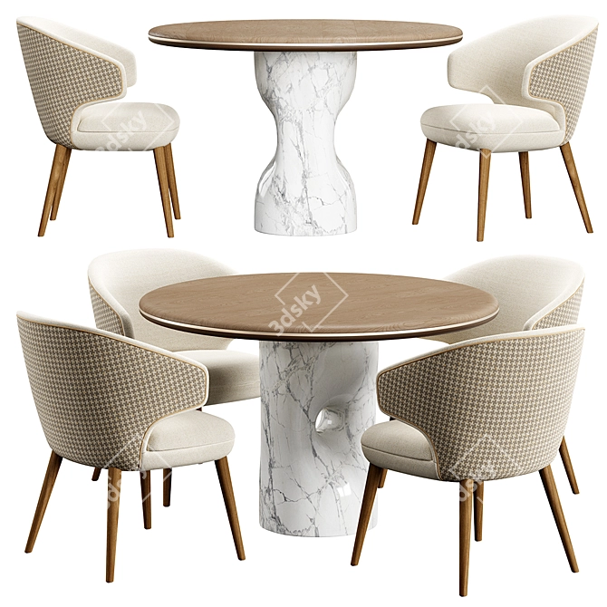 Konyshev Chair and Table Set 3D model image 1