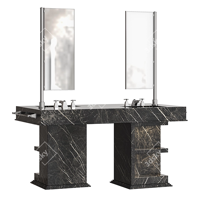 Luxurious Marble Double Sink Vanity 3D model image 1