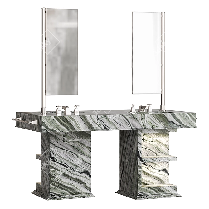 Luxurious Marble Double Sink Vanity 3D model image 3