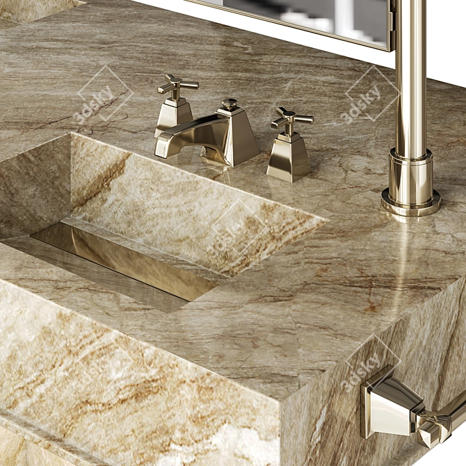 Luxurious Marble Double Sink Vanity 3D model image 4