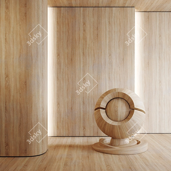 Natural Oak Wood Texture Panel 3D model image 1