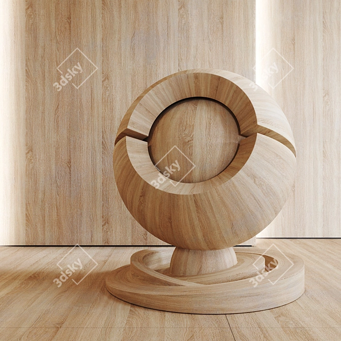 Natural Oak Wood Texture Panel 3D model image 2