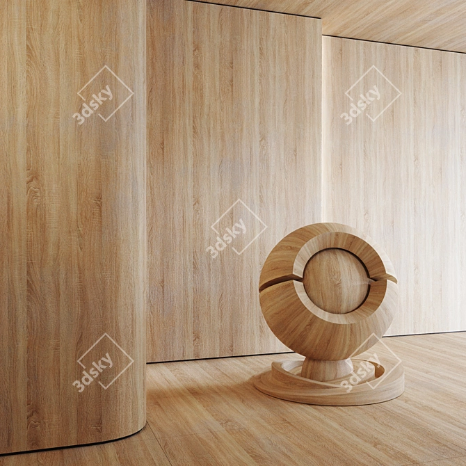 Natural Oak Wood Texture Panel 3D model image 3