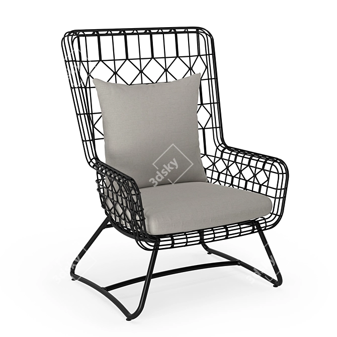 Sunbrella Outdoor Wing Chair in Black 3D model image 1