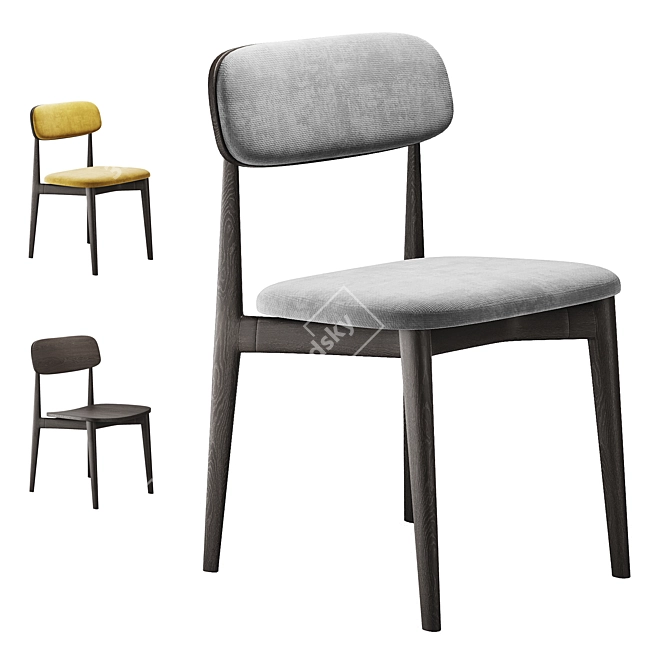 Elegant Poliform Curve Chair Set 3D model image 1