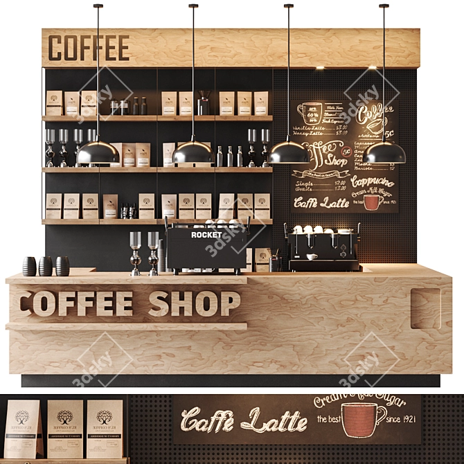 Detailed Coffee Shop Model 3D model image 1