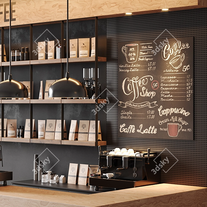 Detailed Coffee Shop Model 3D model image 3