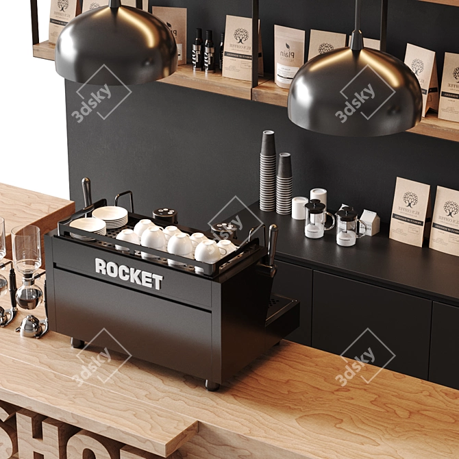 Detailed Coffee Shop Model 3D model image 5