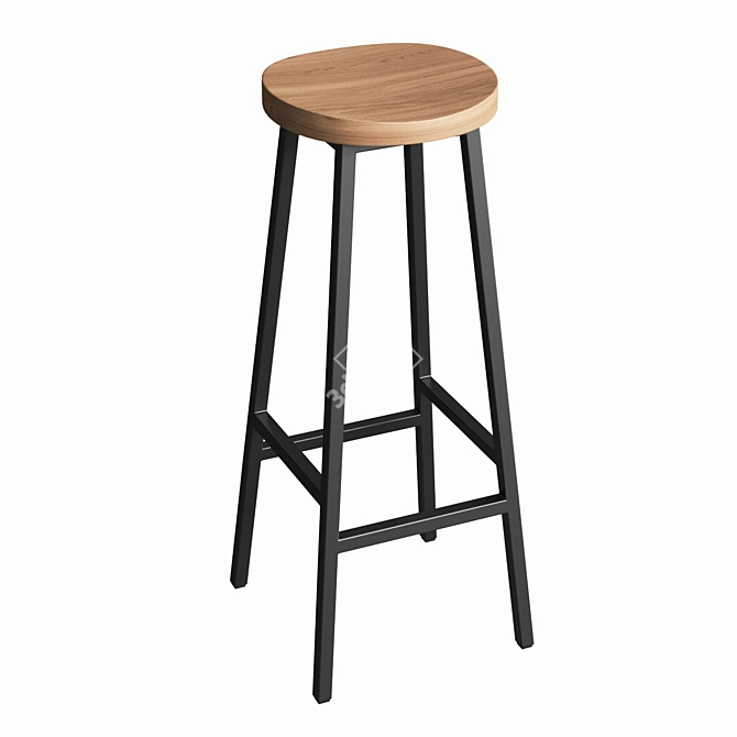 Solid Steel Bar Stool 3D model image 1