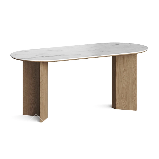 Japandi Modern Dining Table Set 3D model image 2