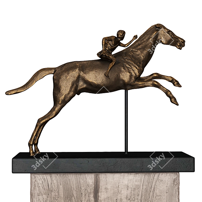 Ancient Greek Equestrian Rider Sculpture 3D model image 2