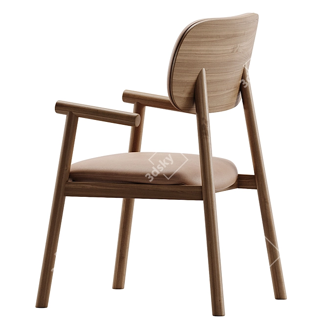 Scandinavian Style Wooden Dining Chair 3D model image 4