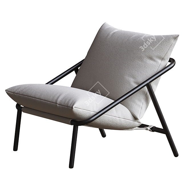 Sleek Metal Sling Armchair 3D model image 4