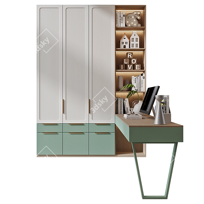 Minimalist Youth Bookshelf GHS-2586 3D model image 1