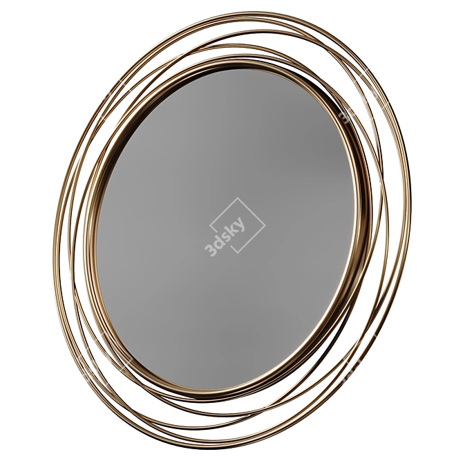 Swirl Accent Mirror: Antique Gold 3D model image 3