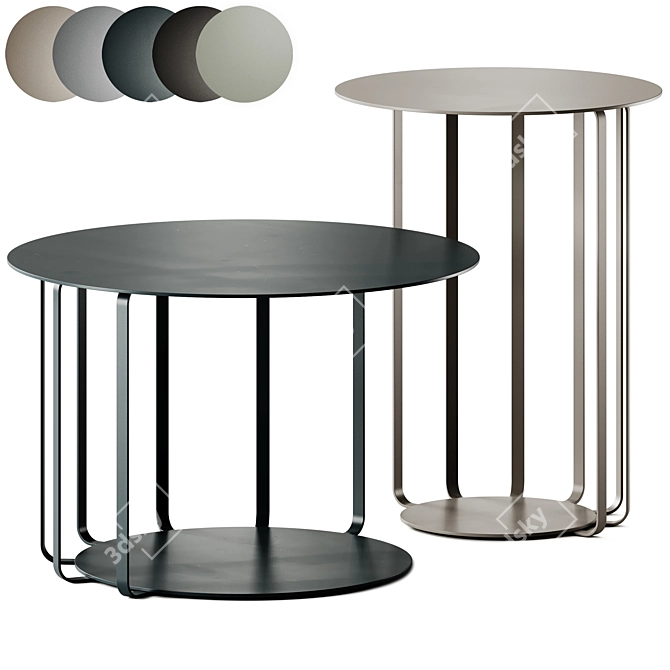 Sleek Nastro Coffee Table Set 3D model image 1