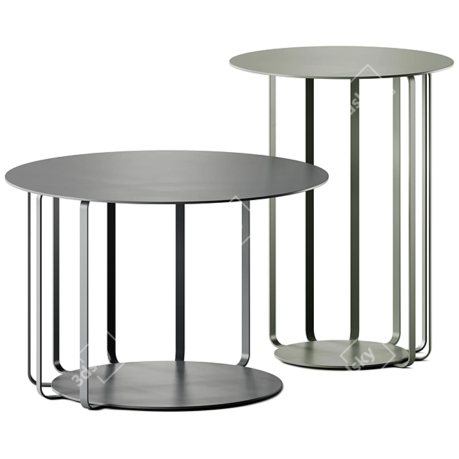 Sleek Nastro Coffee Table Set 3D model image 2