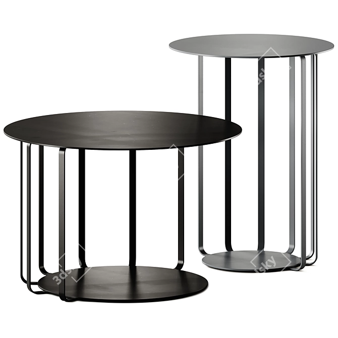 Sleek Nastro Coffee Table Set 3D model image 3