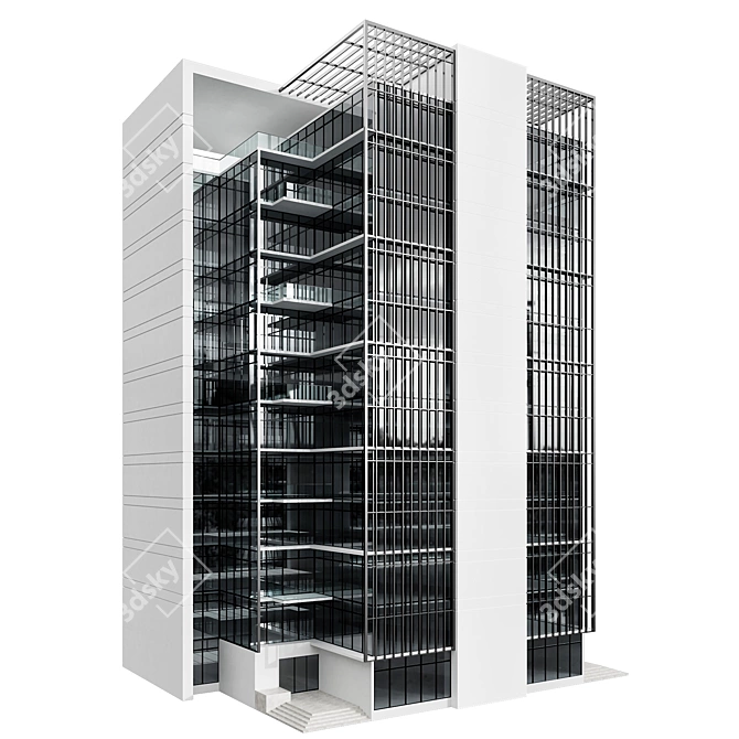 Customizable Residential Building Model 3D model image 2