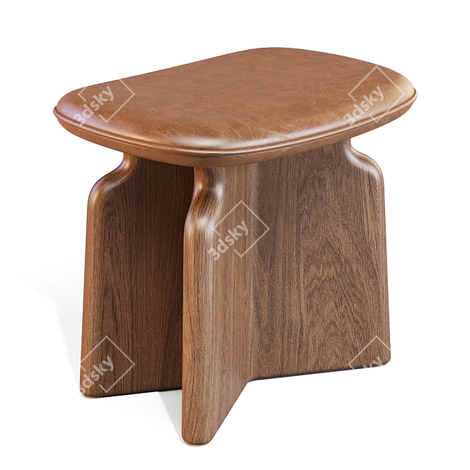 Podi Stool: Elegant Walnut Design 3D model image 2