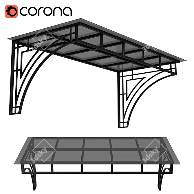 Sleek Black Canopy Loft Bed 3D model image 1