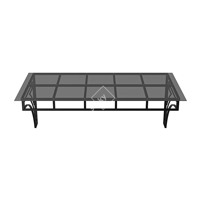 Sleek Black Canopy Loft Bed 3D model image 4