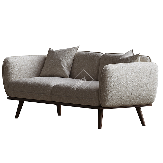 Elegant Blanc Boucle Fabric Sofa 3D model image 3