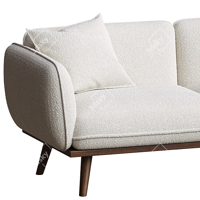 Elegant Blanc Boucle Fabric Sofa 3D model image 4