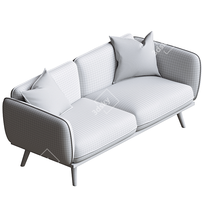 Elegant Blanc Boucle Fabric Sofa 3D model image 5