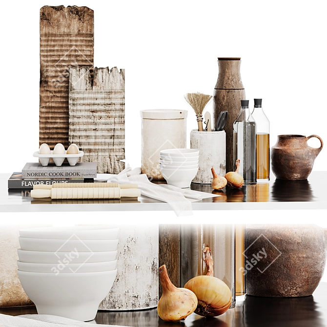 Kitchen Decor Set packaged with Logical Object Names 3D model image 1