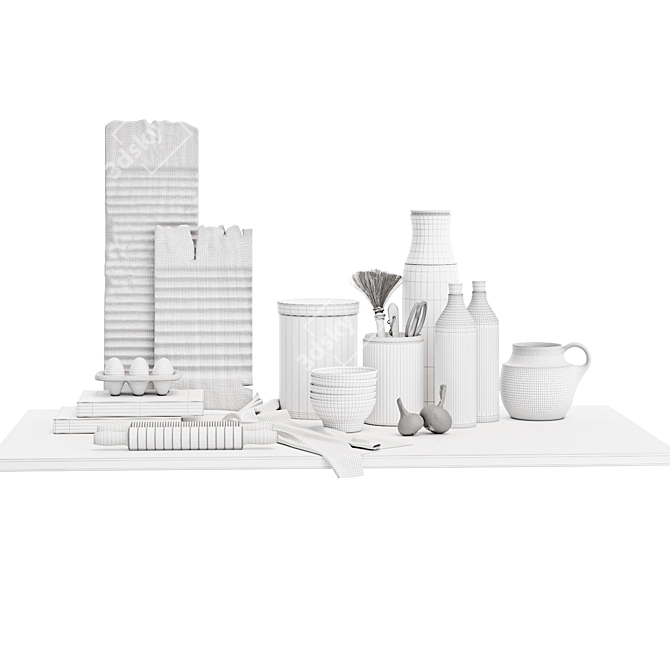 Kitchen Decor Set packaged with Logical Object Names 3D model image 5