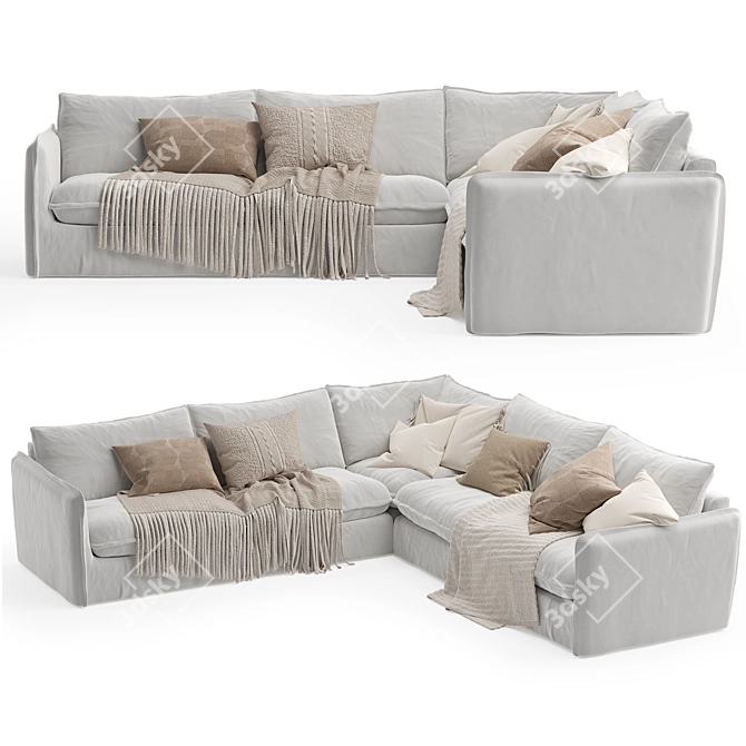 Sleek Neva Corner Sectional Sofa 3D model image 1