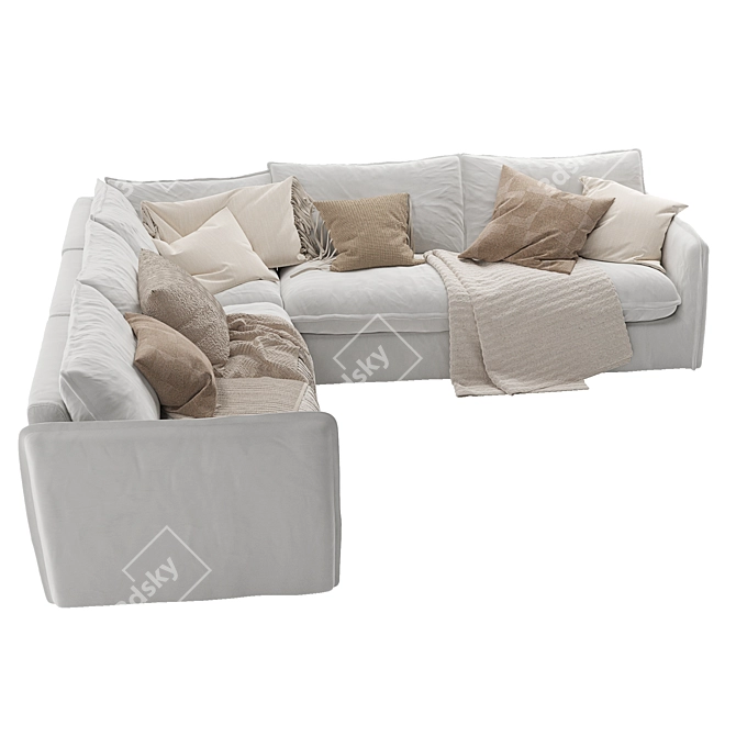 Sleek Neva Corner Sectional Sofa 3D model image 3