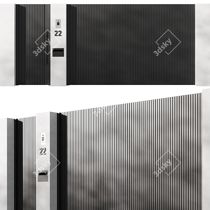 Modern Sliding Gate Model 01 3D model image 1