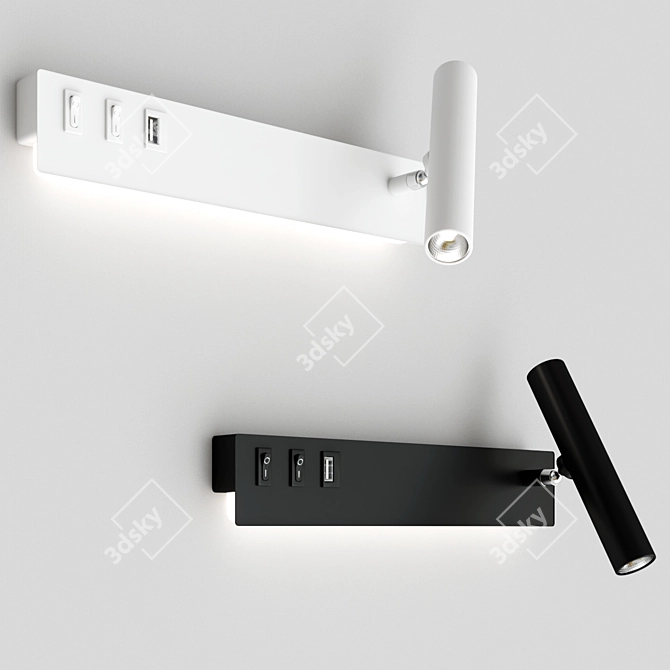 Modern USB Wall Light Switch 3D model image 2