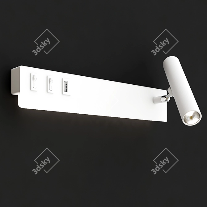 Modern USB Wall Light Switch 3D model image 3